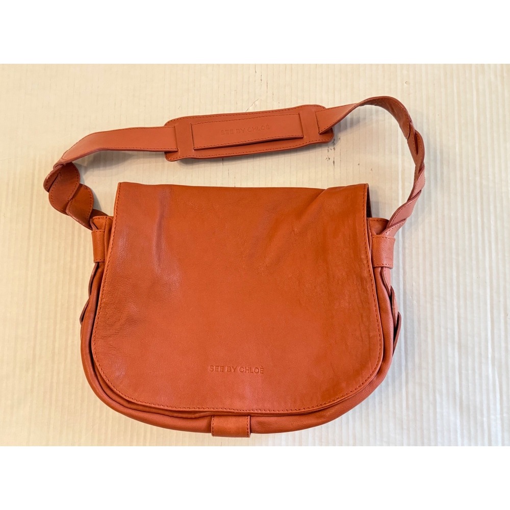 See By Chloe brown shoulder bag purse braided strap snap close